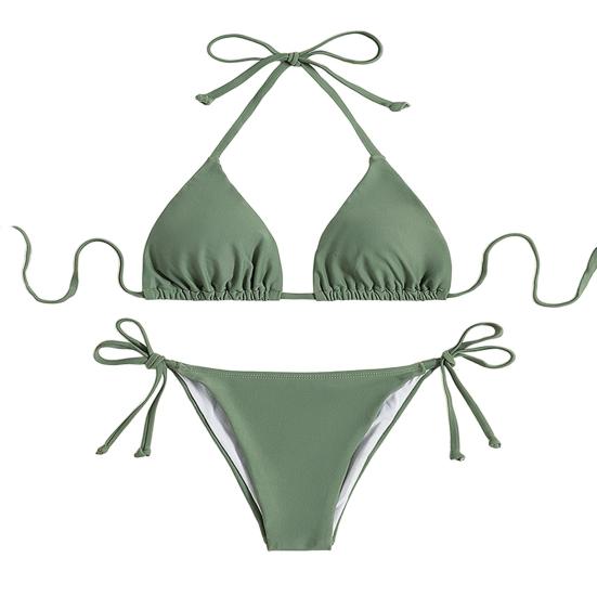 Damen Sexy Bikini Set Neckholder String Tie Side Zweiteiliger Badeanzug Mini Triangle
