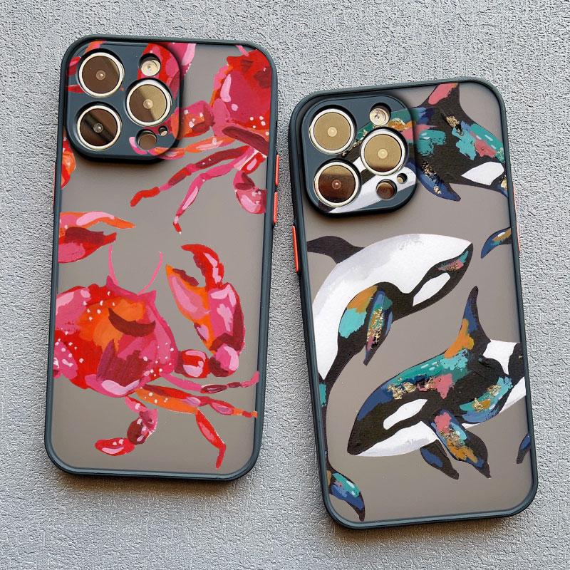 Simple Adorable Hand-Drawn Various Animals Phone Case For iPhone 12 14 15 Pro Max Plus Mini 16 13 11 Pro Max XR XS X SE2 Covers