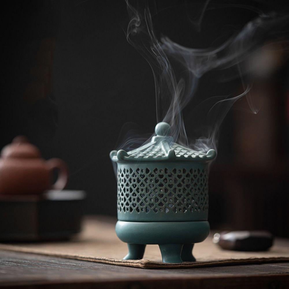 With Lid Sandalwood Agarwood Stove Retro Aromatherapy Holder Incense Burner  Yoga Studio
