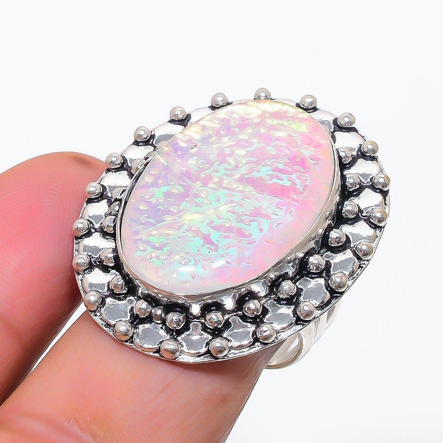 Natural Pink Triplet Opal Gemstone 925 Sterling Silver Jewelry Ring Size 8 j3z87
