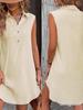 Summer Lapel Button Slit Vest Shirt Dress for Women