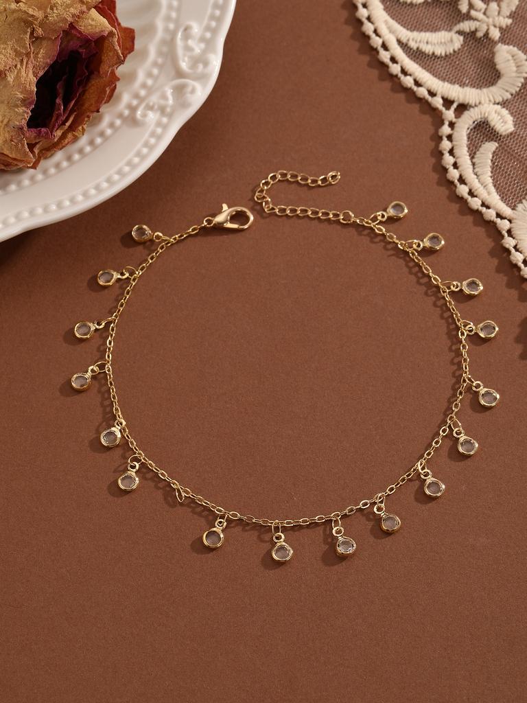 Summer Bohemia Crystal Cubic Zirconia Anklet For Women Girls Ankle Bracelet Leg Chain Beach Party Travel Foot Jewelry