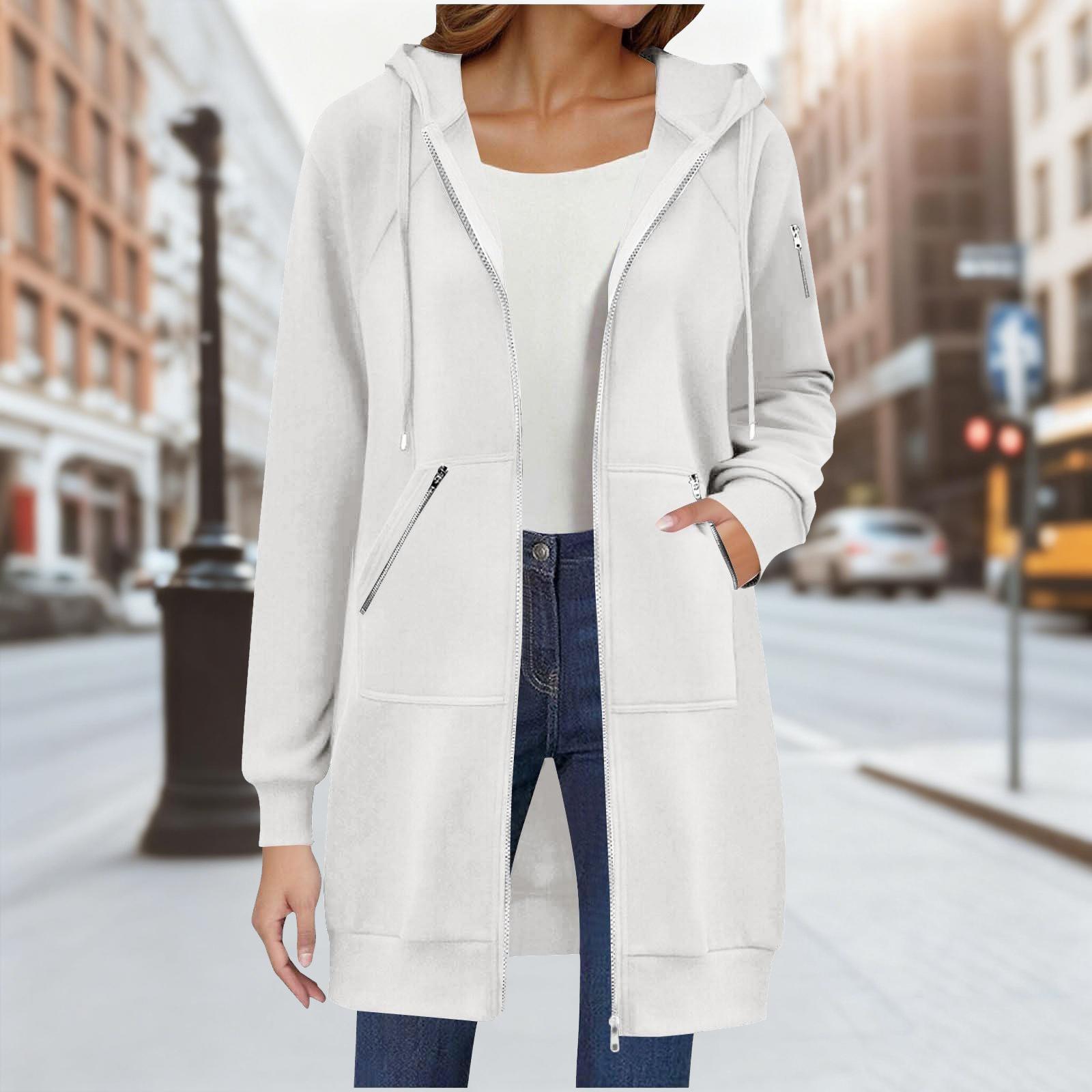 Women s Mid-Length Hooded Long Sleeve Sweatshirt for Fall Winter Casual Wear XXL