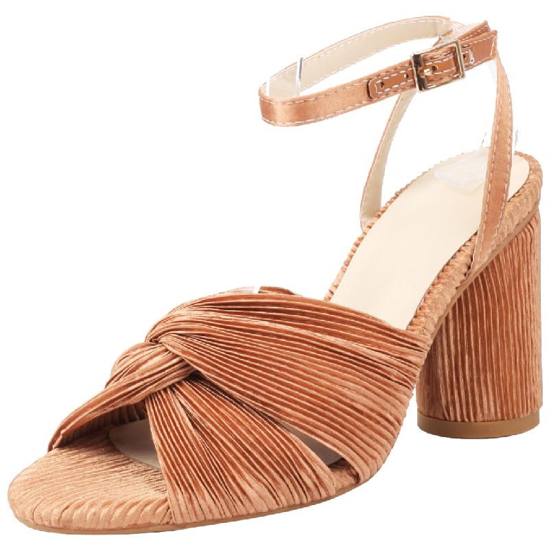 Straps Women's Sandals Summer Shoes 2024 Luxury Peep Toe Flip Flops Round High Heels Gold Pink Party Dance Wedding Shoes Ladies