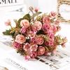 Bouquet di Fiori Artificiali Rosa e Viola, Garofano e Ortensia Finti in Seta per Decorazioni Casa e Matrimonio