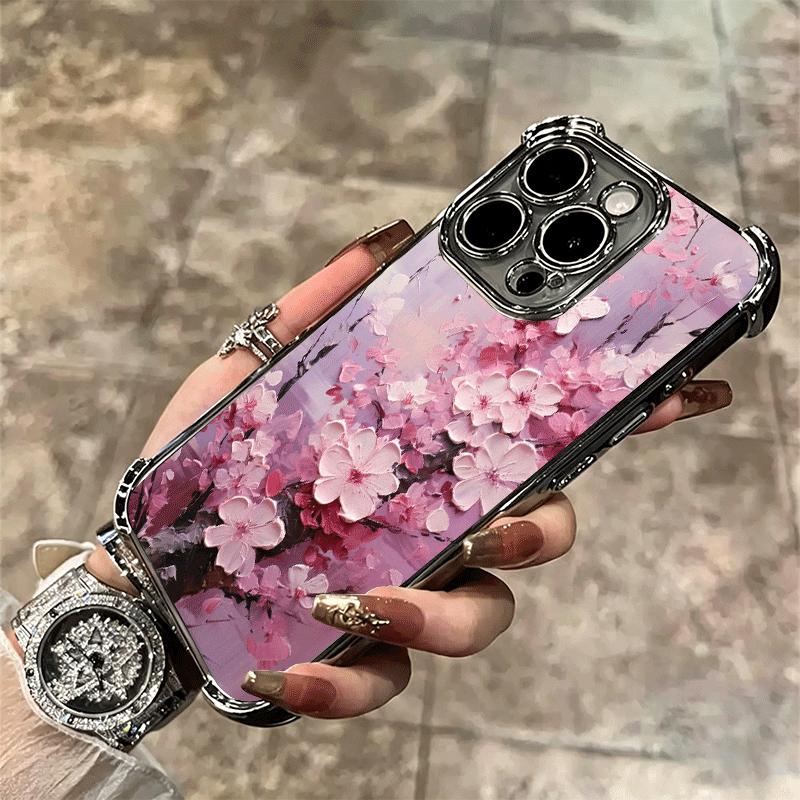 Kirschblüte Sakura Mode Beschichtung Handyhülle Für Iphone 16 17 Pro Max Air 16E 14 15 Plus 12 13 Mini Anti-Fall Airbag Hülle