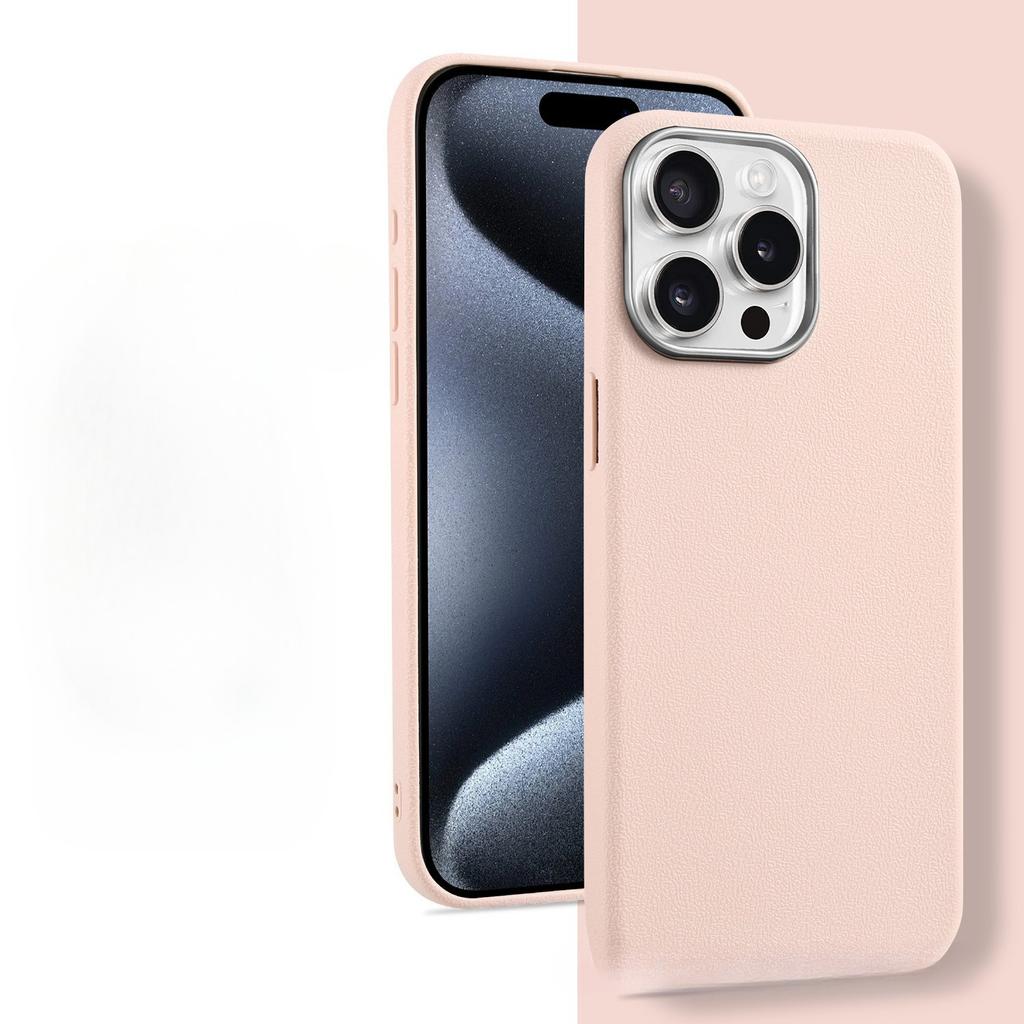 Luksusowe etui ze skóry PU dla iPhone 16 Pro Max, Premium Teksturowane Odporne na wstrząsy Etui Ochronne z Metalową Ramką na Aparat