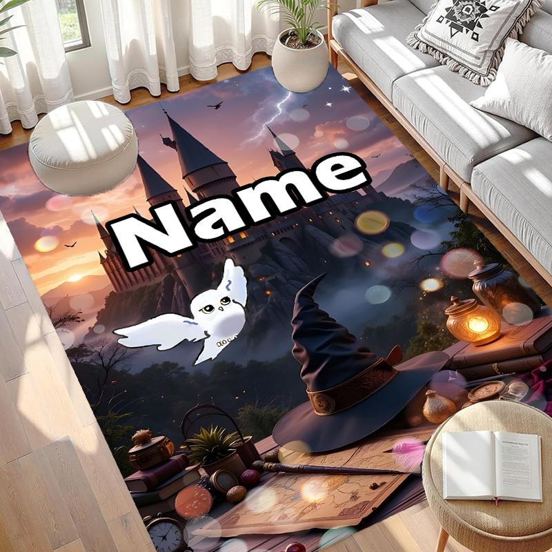 Custom Name Personalized movie Potter Print Carpet, Versatile Home Decor Rug, for Playroom, Apartment, Balcony, Entryway, Hallway Gift