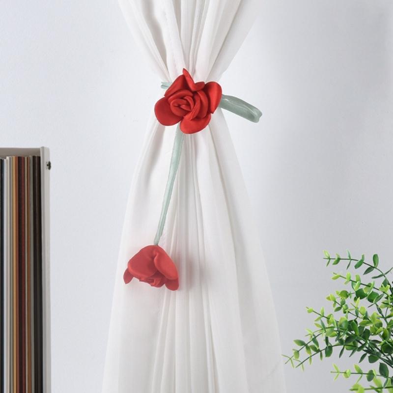 Flower Shape Curtain Holdbacks Polyester Fabric Multiple Color Option Simple Setup Window Decoration