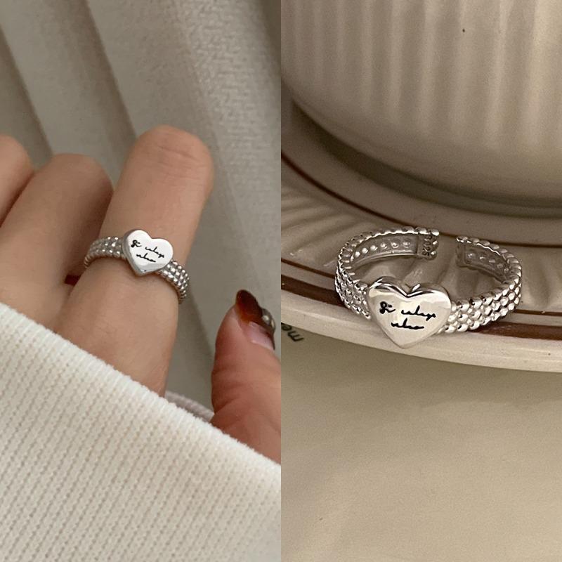 925 Sterling Silver Retro Plain Silver Ring for Women Does Not Fade, Light Luxury, High-end Sense, Versatile Opening Fashion Personality Ring