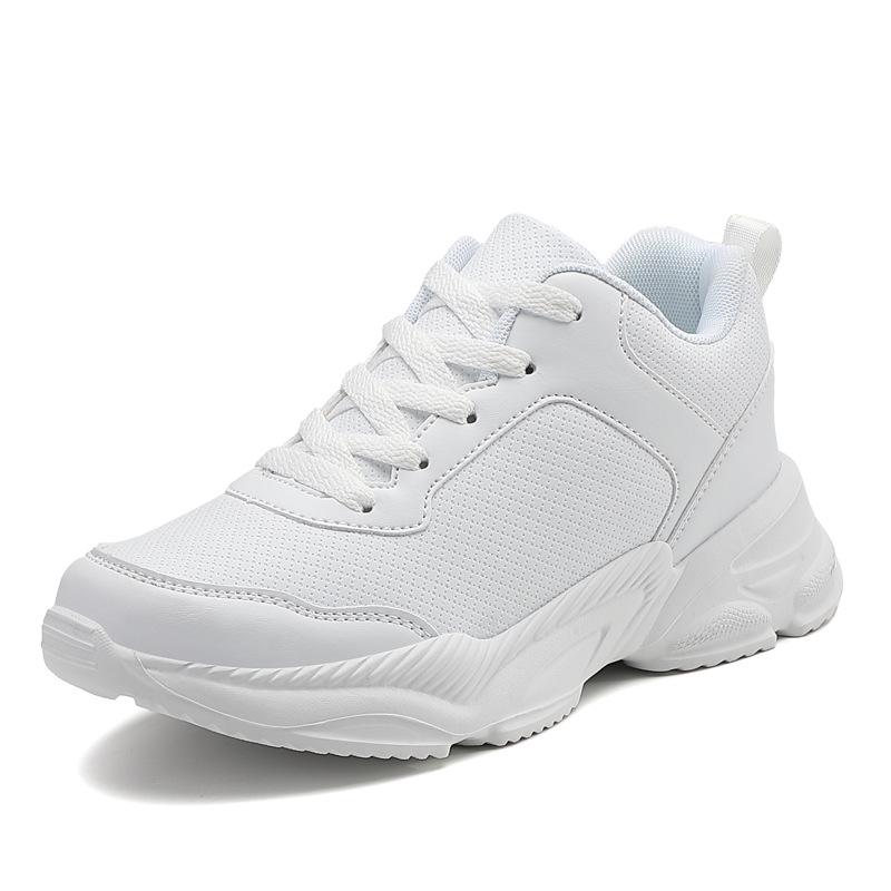 Women s Large Size Fashionable Thick Sole Casual Leather Dad Sneakers 40