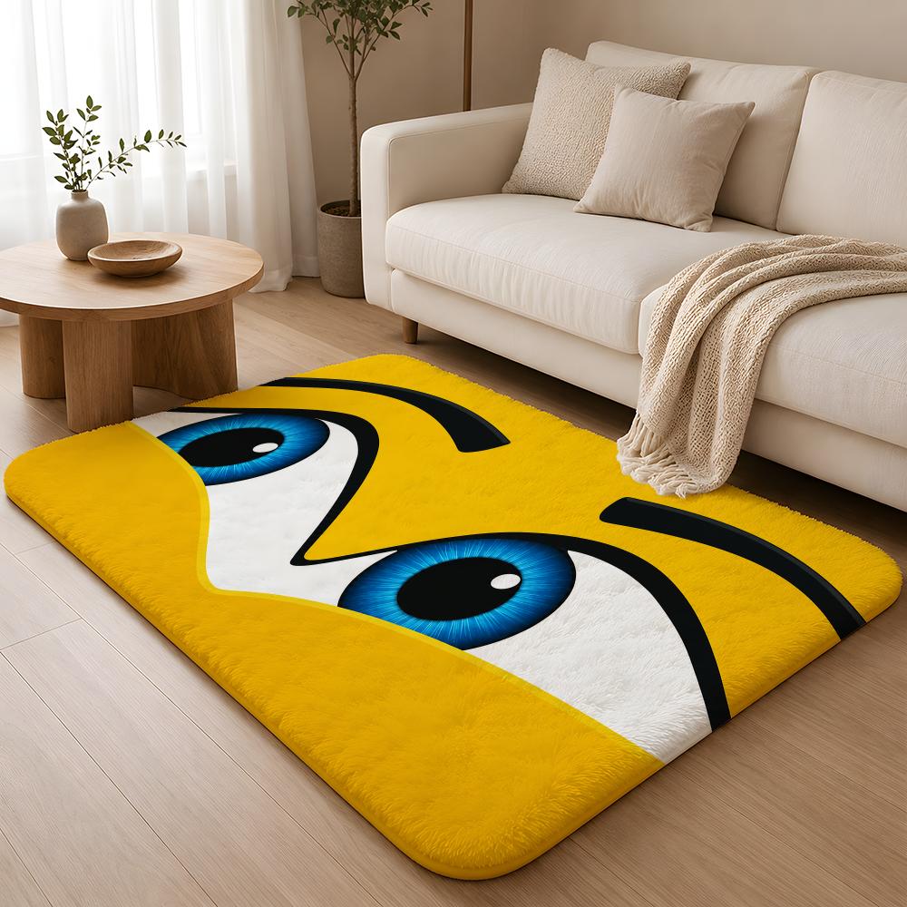 Smiling Eyes Floor Mat Flannel Rug Non Slip Absorbent Soft Washable For Entryway Hallway Bathroom Kitchen Decor