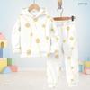 Kids Boys Girls Black Printed Tree Floral Hooded Long Sleeve Sweatshirt Cuffed Pants Two Piece Set