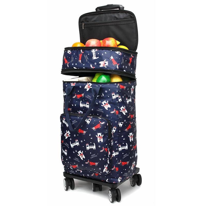 Carrello della spesa pieghevole leggero con manico telescopico e ruote universali per generi alimentari e campeggio