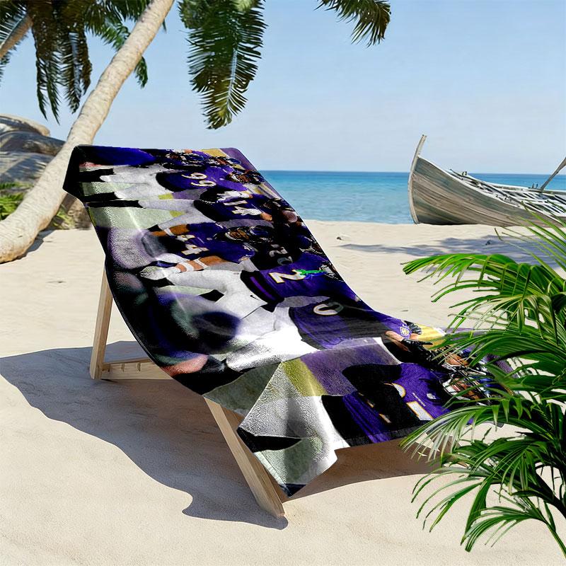 Baltimore Ravens Players Print Beach Towel, Large Soft Quick Dry Towel for Beach Camping Swimming