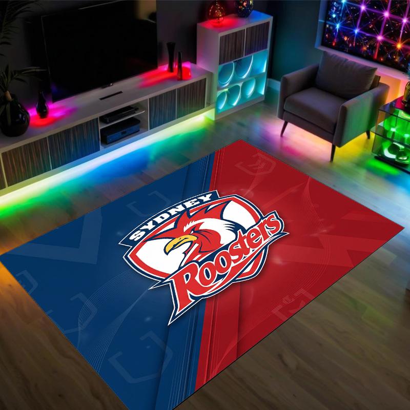 Sydney Roosters Design Kristall Samt Teppich Gemütlich Kein?Rutschfester Teppich mit Aufdruck für Schlafzimmer Wohnzimmer Eingang