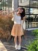 2026 Spring Floral Print Lemon Green Tea High Waist Mesh Skirt - Women's Versatile Slimming Short Skirt