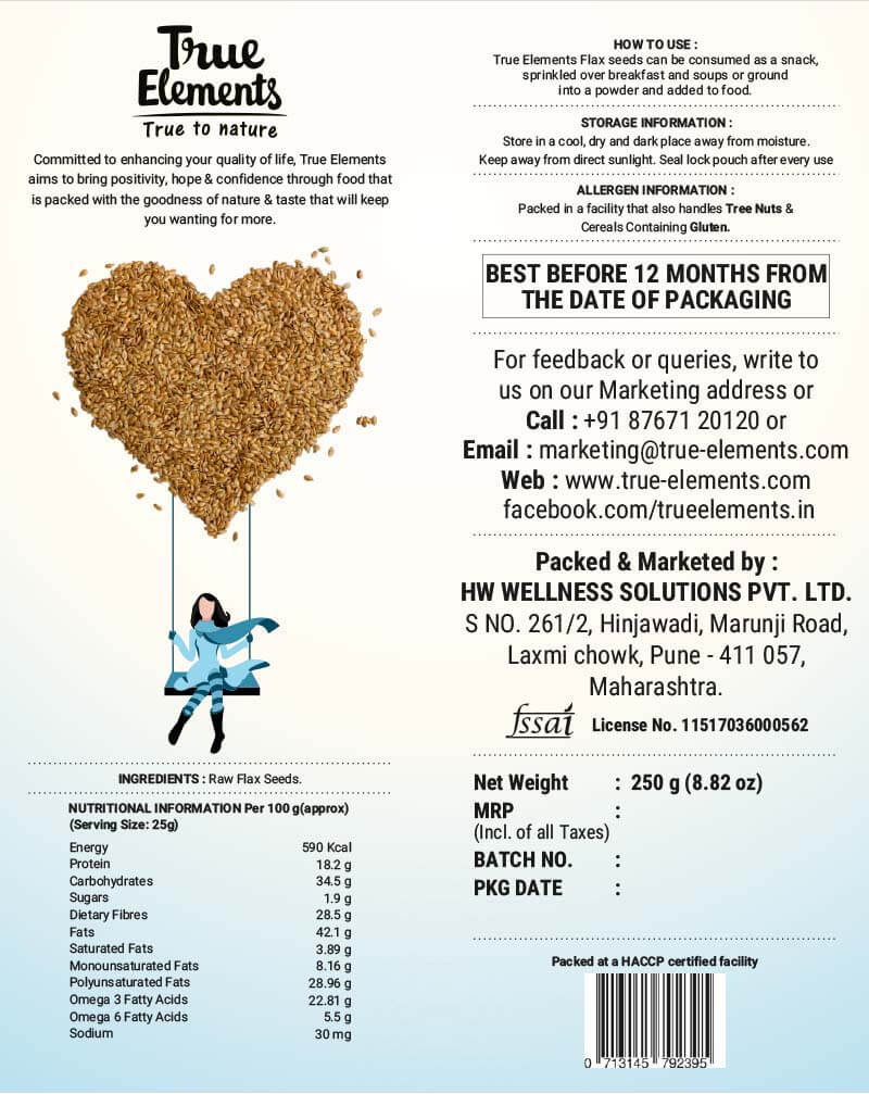 Surowe nasiona lnu (250g), Surowe nasiona lnu, prawdziwe elementy