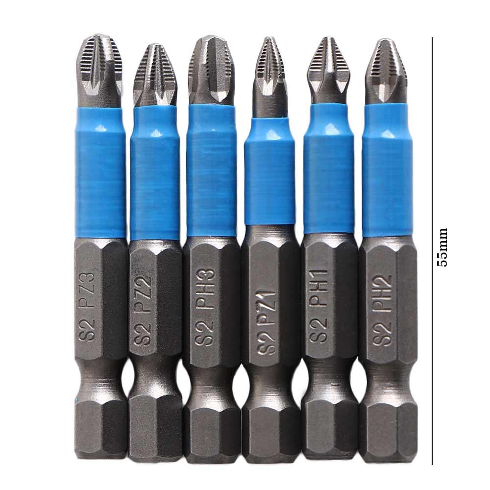 6pcs Anti Slip Cross Head Bit Magnetic Phillips Screwdriver Bits 50mm   Power Hand Tools