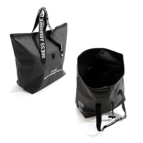 [DRESS] Waterproof Tote Bag, 65L/Black, Ideal for Fishing, Disaster Preparedness, Camping, and More. Features a large storage capacity, water repellen