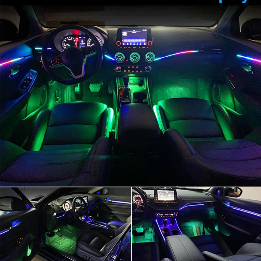 New 18 In 1 Car LED Symphony Rainbow Streamer Ambient Light Neon Color RGB Strip Atmosphere Interior Acrylic App Control