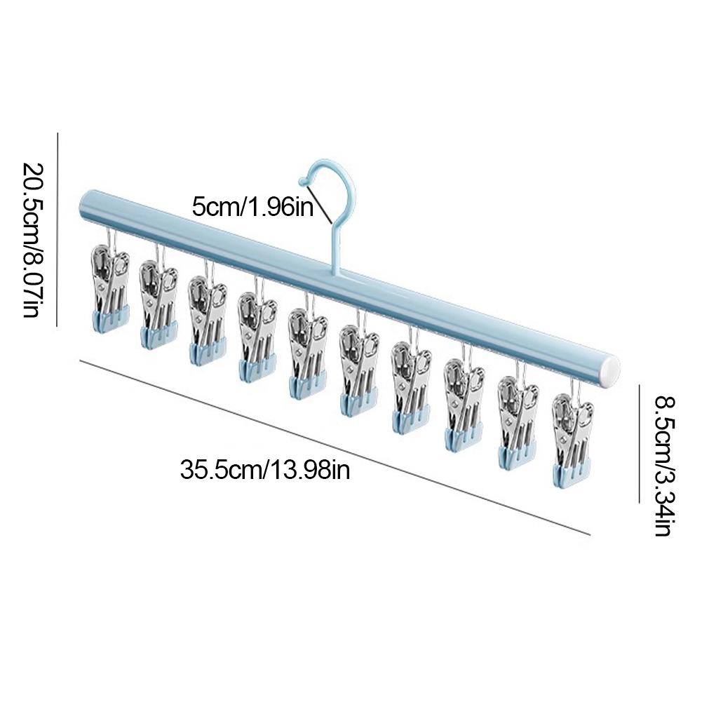 Closet Organizer With 10 Clips Space Saving Hanging Metal Multi-Clip Hanger For Leggings Pants Skirts 360 Rotating Hat Rack