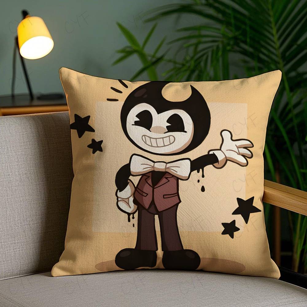 B-Bendy And The I-Ink Machine Anime Pillow Case Safe Custom Photo Pillow, Anti-Fade Brushed Fleece Cushion