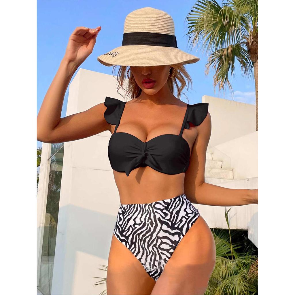 2025 Neues Push-Up Sexy Bikini Set High Waist Badeanzug Damen Bademode Mujer Spitze Rüschen Bandage Badeanzug 2-teiliges Set Schwimmen