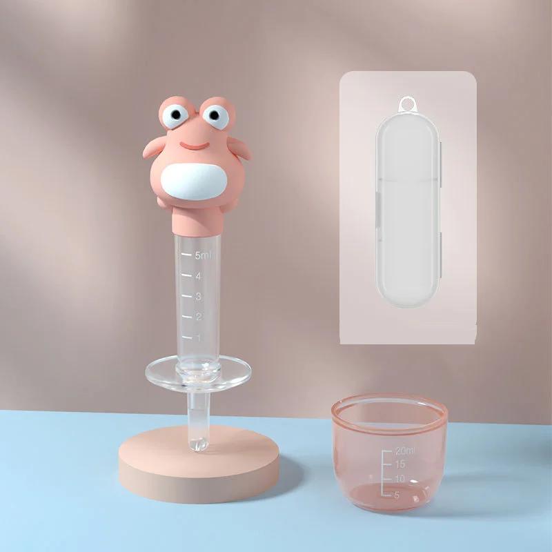 1pc Baby Medicine Dispenser Cartoon Frog Syringe Dropper Type Flow Dispenser with Graduated Measurements Medicine Feeder Feeding