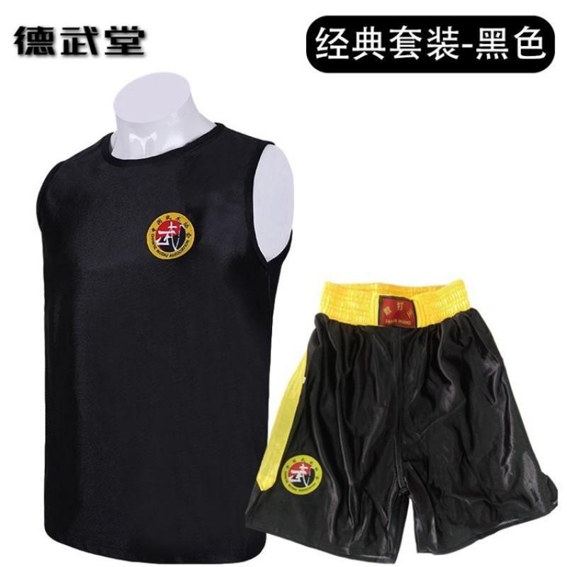 Martial Arts Training Uniform Kids Adults Short Sleeve Quick Dry Dragon Embroidery Fight Shorts Top