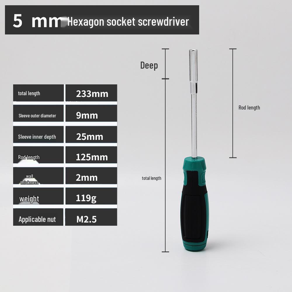 

Kingrui Extended Hex Socket Wrench Set: 5, 7, 8, 10, 14mm