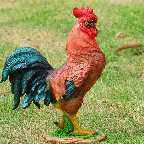 Chicken Figurine, Lifelike Resin Hen Rooster Garden Statue, Standing Farm Animal Sculpture for Yard, Lawn Garden, Outdoor Decor