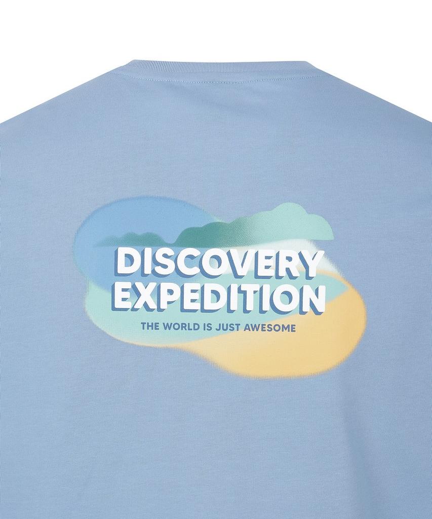 DISCOVERY EXPEDITION Unicolor Cloud Graphic Short Sleeve T-Shirt (Blue)