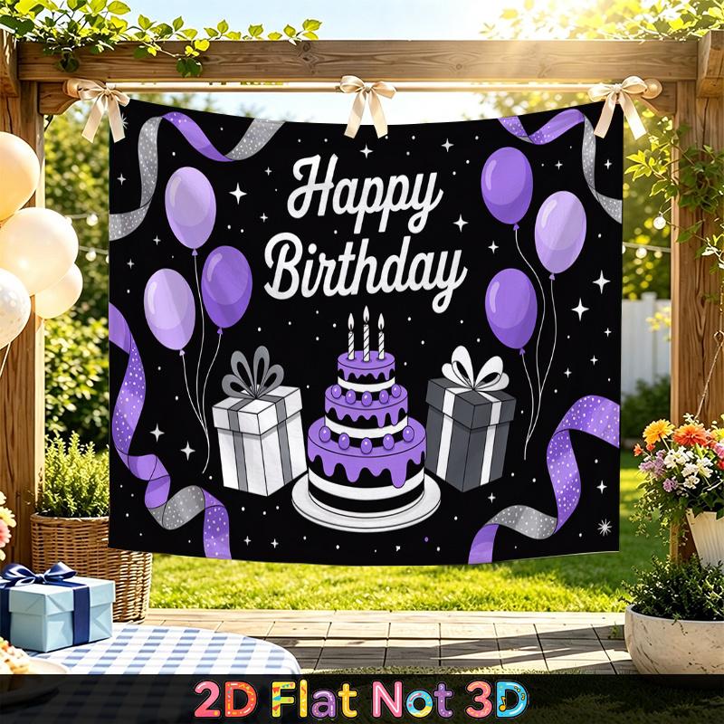Party Backdrop Birthday Purple Photo Booth Background Front Door Decor