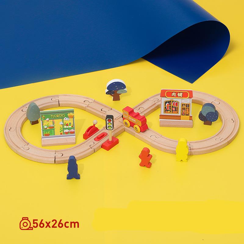 Wooden Train Track Set Electric Magnetic Train Railway Toys Compatible with Brand Track Educational Toys for Children's Gifts