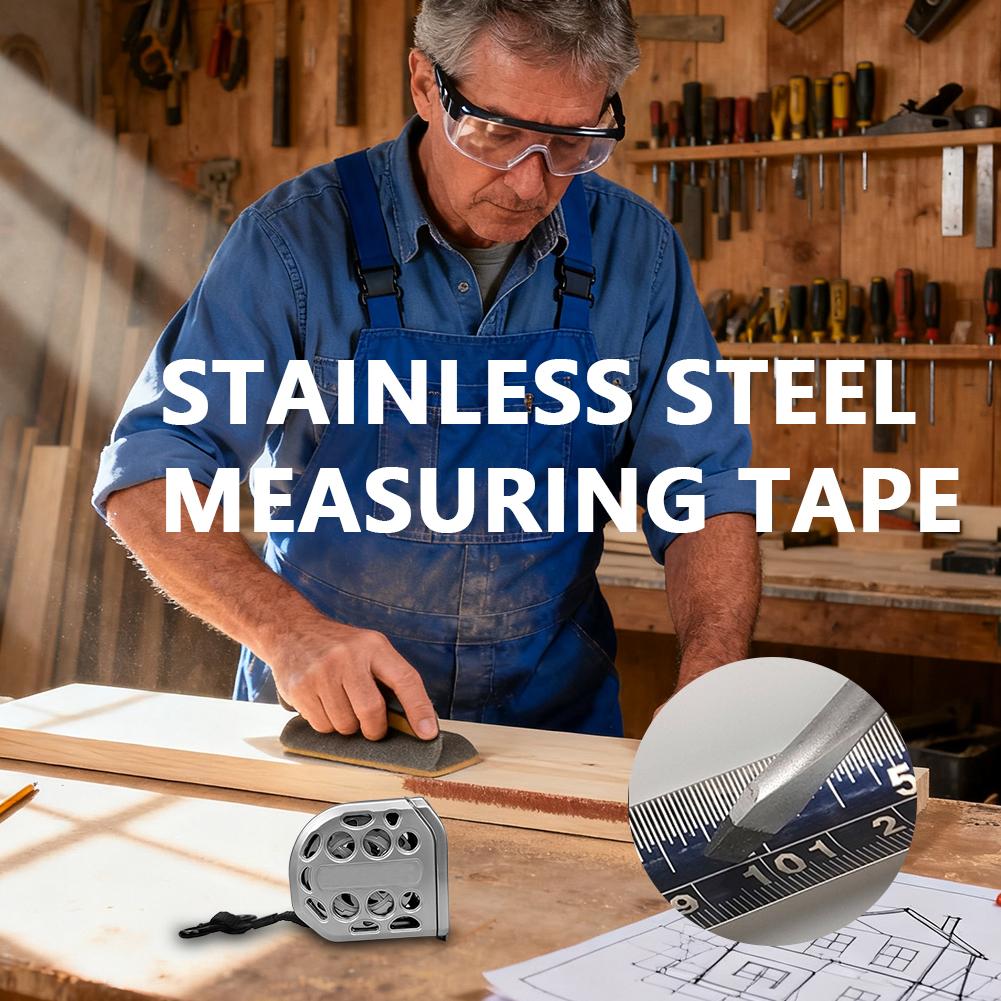 Premium Retractable Magnetic Hollow Tape Measure for Electricians Carpenters - Stainless Steel Anti-Corrosion Tool Gift