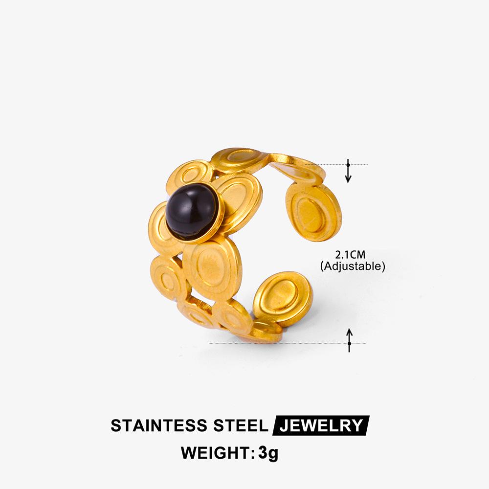 Boho Mehrfarbiger Türkis Edelstahl Offener Ring, Umweltfreundlich & Lichtecht, Schlichtes Titanstahl Design für Damen