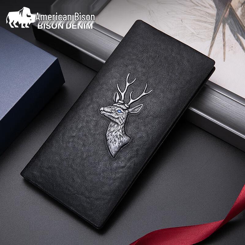 American Bison Men s Long Leather Wallet