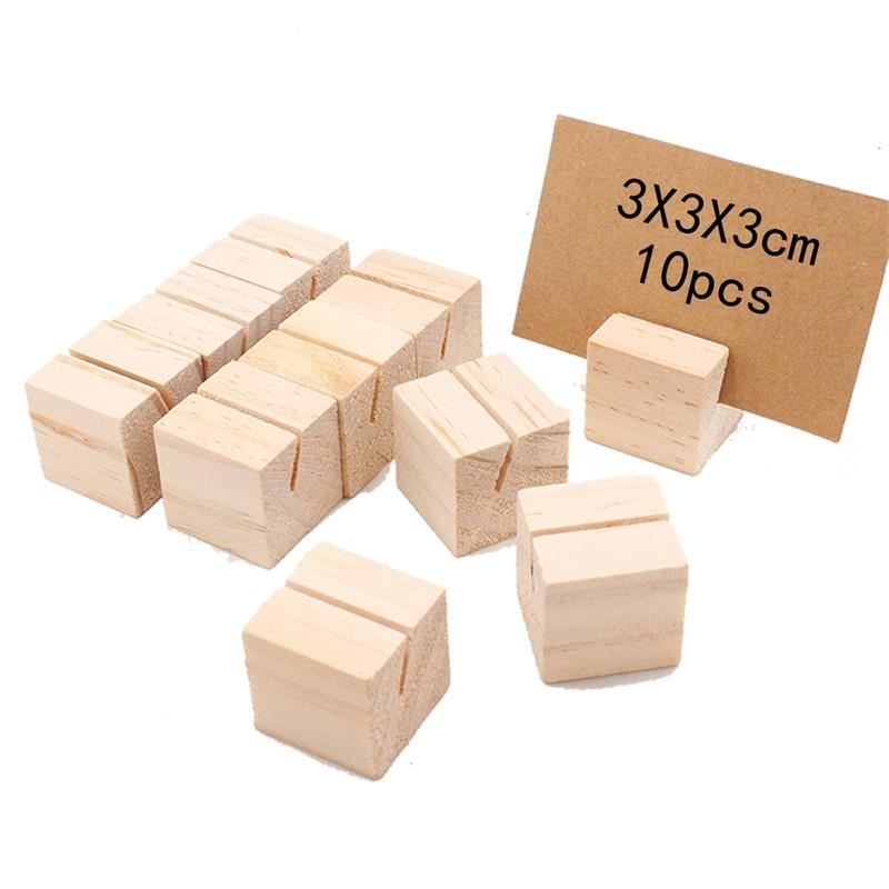 10pcs Natural Wooden Place Card Clip Photo Display Stand Clip Holders for Wedding Party Table Number Name Sign