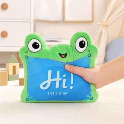 Green Frog Tablet Plush Toy, Soft Stuffed Animal, Cuddly Frog Plushie for Kids, Cute Character Collectible Gift for Boys Girls