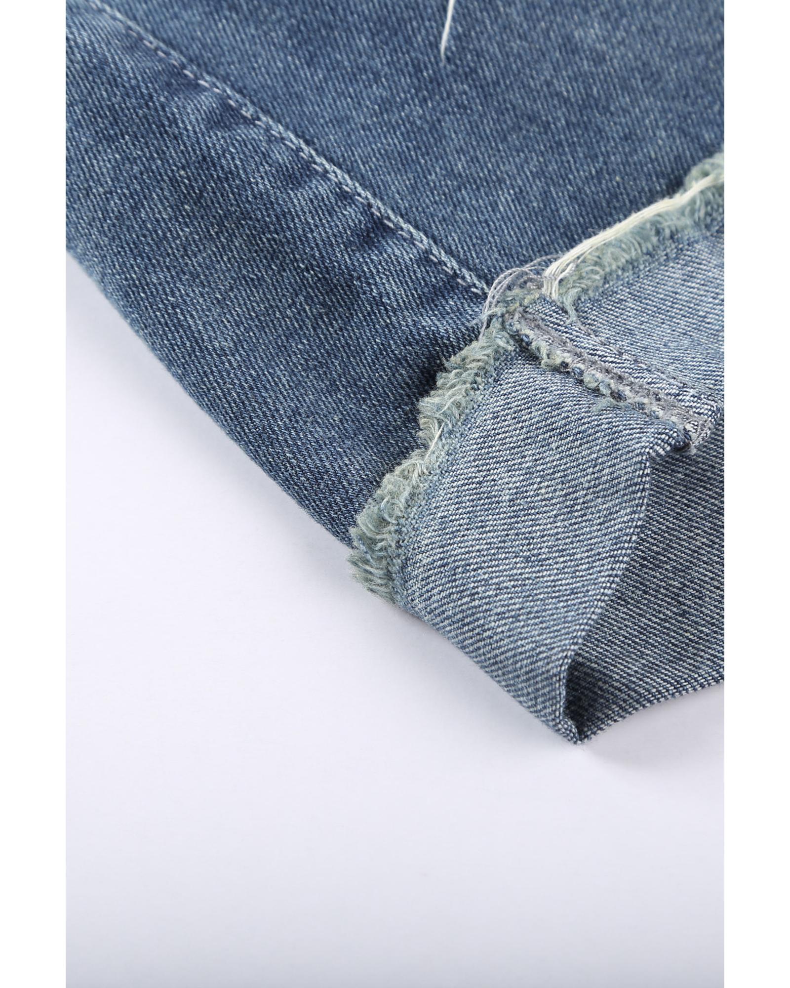 

Azura Exchange Distressed Blue Denim Shorts with Rolled Hem L синій