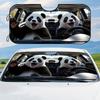 Foldable Polyester Sunshade, Cute Panda Driving Pattern, Lightweight And Practical, Ideal for Daily Parking, Office Breaks