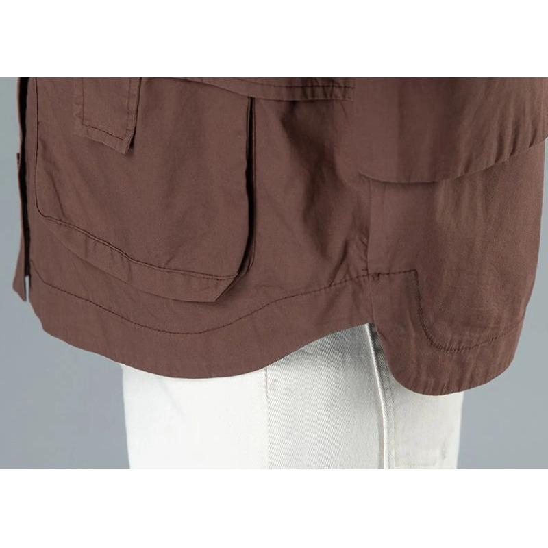Fashion Single Breasted Solid Color Jackets Spring All Match Loose Casual Long Sleeve Pockets Coats Women's Clothing