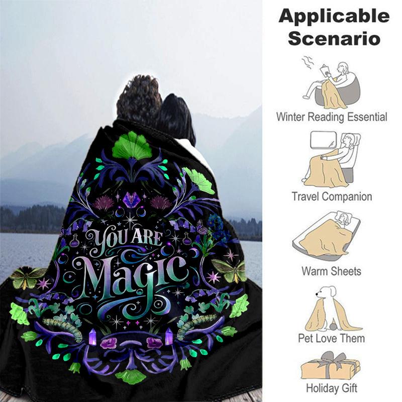 1pc Flowers and Grass You Are Magic Blanket  Seasonal Home Decorative Throw for Room,Gift Idea, Living Room, Travel, Camping, Car Blankets