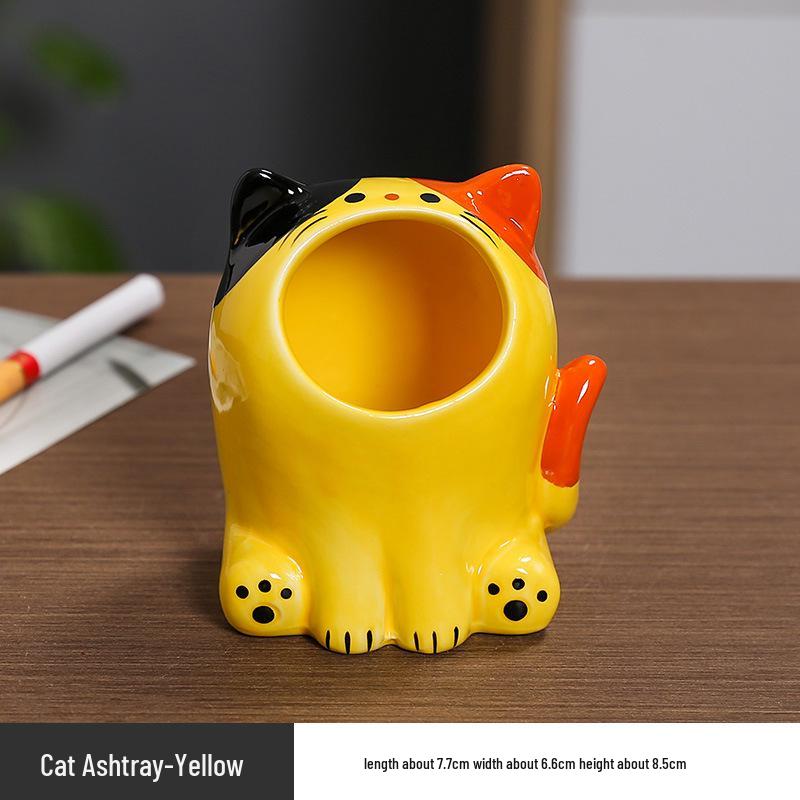 Charming Ceramic Cat Ashtray for Home Decor - Cute Gift Idea for Boyfriend