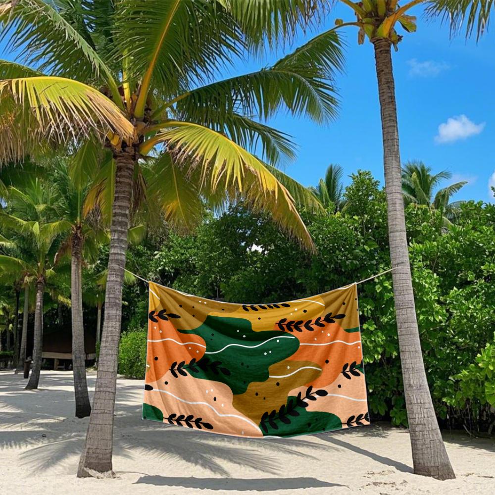 Autumnal Plant Shapes Quick Drying Bath Towel Microfiber beach towel - light weight swimming camping  yoga beach out