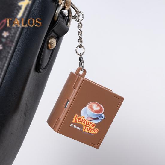 Mini-Schlüsselanhänger mit 3D-Klappbuch, knallende Miniaturwelt, hängende Dekoration, kleines Café, Große Mauer, Schloss, faltbares Buch, Schlüsselanhänger