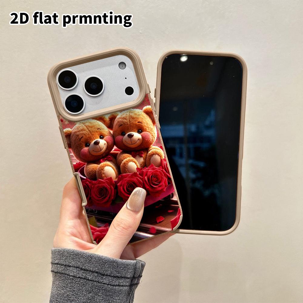 Phone Case: 2D Flat Lambskin Suitable for iPhone 18, 17, 16, 15, 14, 13 Pro Film Protective Case, Full-screen Red Roses, Christmas and Halloween Gift