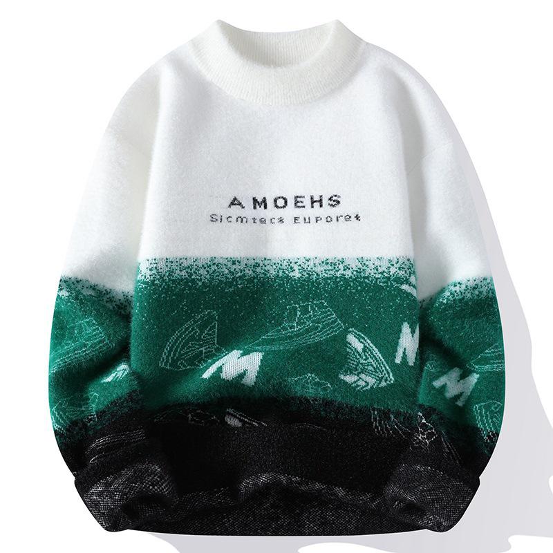 Herren Nerz Samt Fleecefutter Kaschmirpullover - Warmer lockerer Winterpullover mit halbem Stehkragen