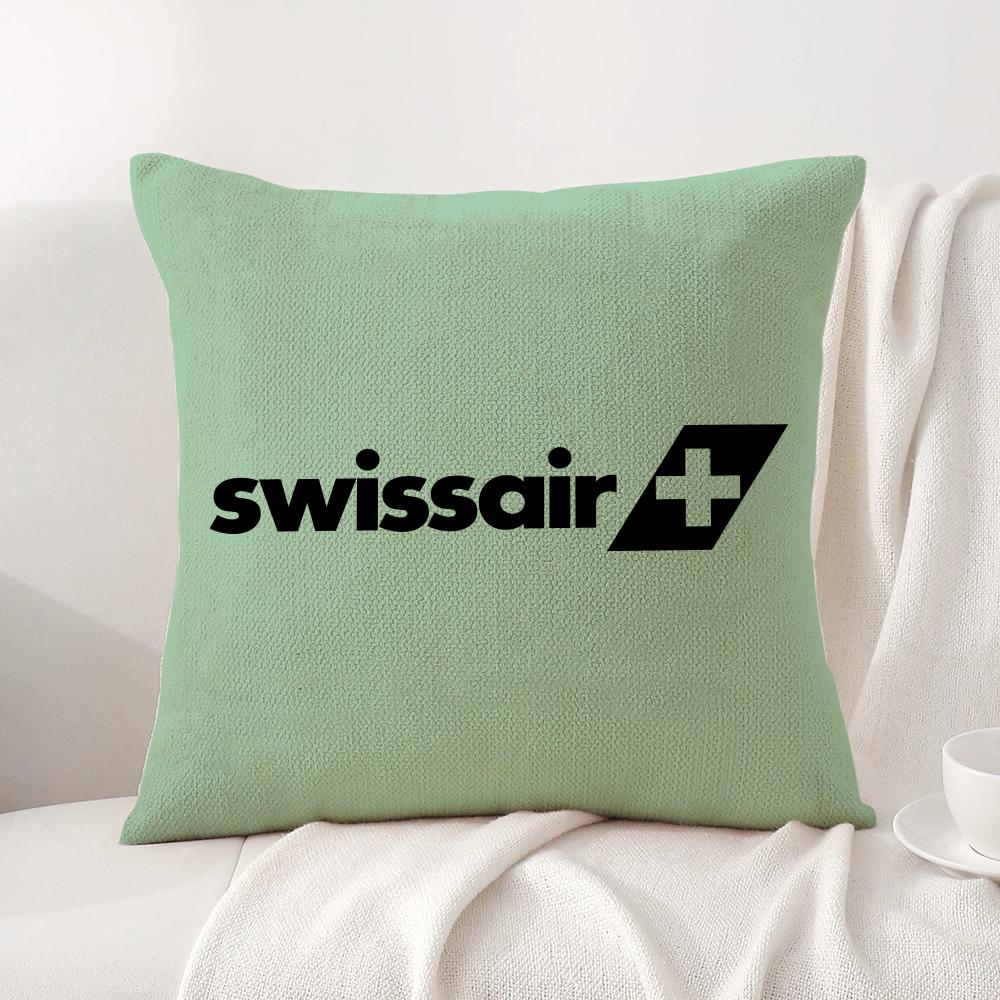 Swiss Airlines S-Swissair Pillow Case Natural Linen Organic Fabric Double-Sided Printing Breathable Perfect For Home Decor